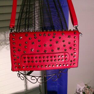 Red Studded Rockstar Clutch Crossbody – Statement Bag